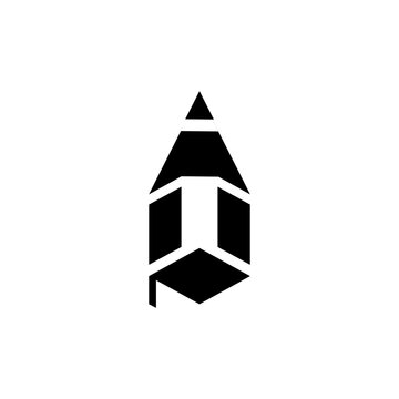 Modern bold black logo combining a pencil with architectural geometric structure. Strong, creative, and minimalist design symbolizing drafting, design, and construction.