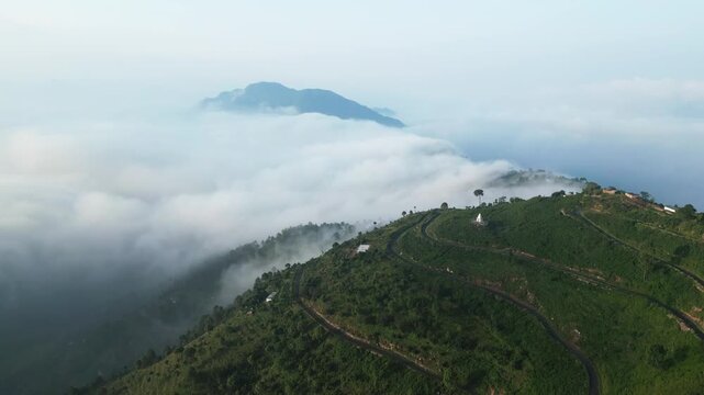 Mountain Landscape with Clouds at Koti Kanasar, Uttarakhand, India