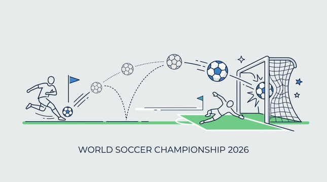 Soccer player scoring a goal in the world championship.