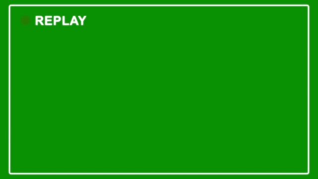 Video camera replay screen animation on a green background in HD. Ideal for video editing, cinematic overlays, animation
