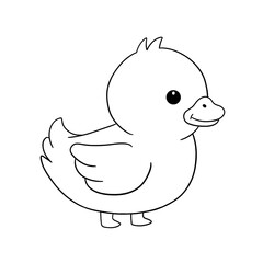 Fototapeta premium A cute yellow cartoon duck vector illustration of a funny baby chick with a beak, perfect for a fun easter design
