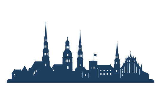Riga Skyline Silhouette - Latvia Cityscape