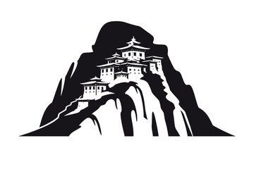 Naklejka premium Tiger's Nest Monastery Silhouette - Bhutan Landscape