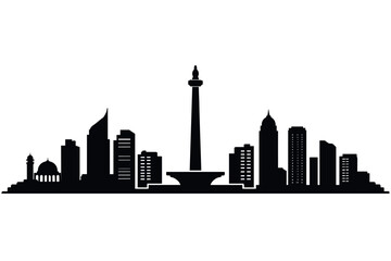 Fototapeta premium Jakarta Skyline Silhouette Simple Composition