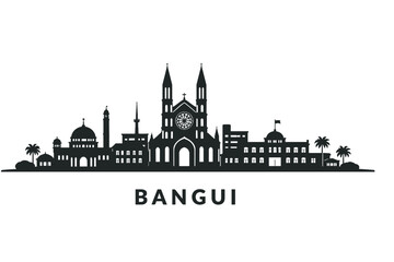Obraz premium Bangui Skyline Silhouette Vector Illustration