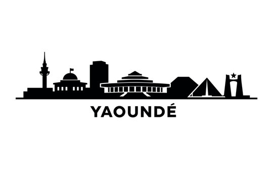 Yaounde Skyline Silhouette - Cameroon Travel Graphic