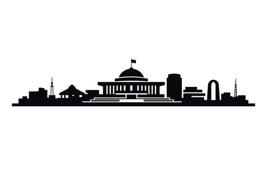 Yaounde Skyline Silhouette - Cameroon Travel Graphic