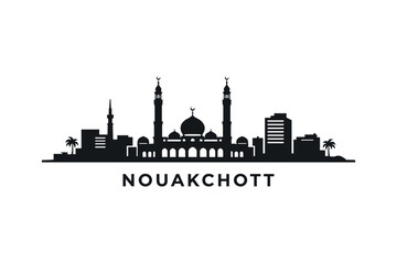 Fototapeta premium Nouakchott Mosque Skyline Silhouette - Mauritania