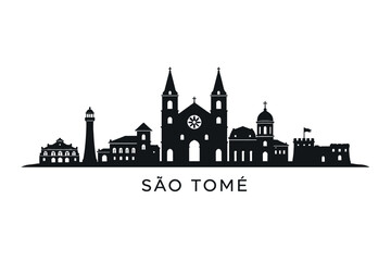 Obraz premium Sao Tome Skyline Silhouette Vector Illustration