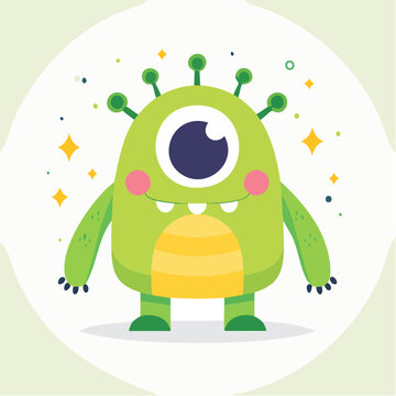 Cute Green Monster Illustration