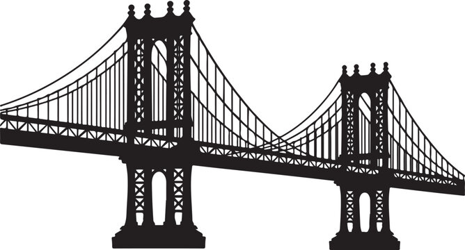 Manhattan Bridge Silhouette New York City Landmark Vector Illustration