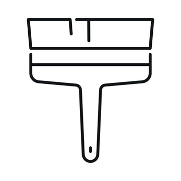 Brush icon used in art and creative projects, as well as for construction work in a linear style on a white background