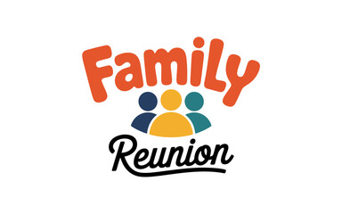 Fototapeta premium Family reunion logo with people icons and text