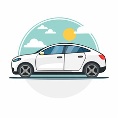 Obraz premium White Sedan Car Illustration