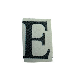 Ransom note style alphabet letter E hand-cut from vintage newspapers and magazines. Real paper collage character with authentic printed texture and handmade clipping isolated on transparent background © djjeep_design