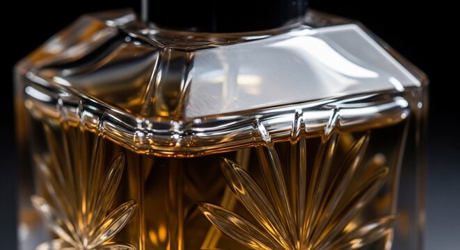 Elegant perfume bottle close up
