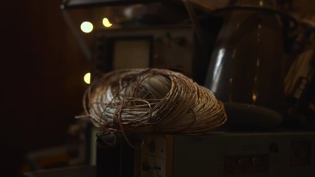 Manual Artisan Process Of Rewinding And Repairing Antique Transformer With Shiny Enamel Insulation . Media