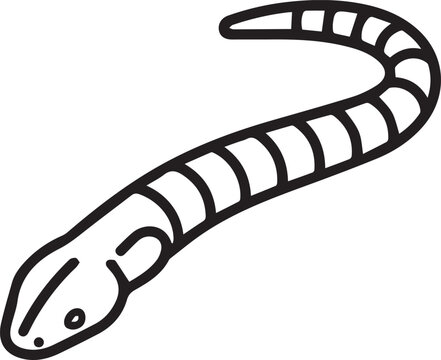 Minimalist Vector Icon of Common Caecilian (Ichthyophis glutinosus) &ndash; Amphibian Biology, Herpetology, Zoology, Wildlife Conservation, Educational Infographics, Scientific Research