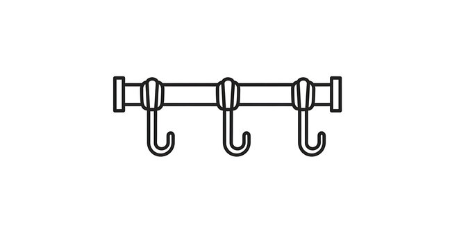 Wall mounted coat rack with three hooks icon, simple style