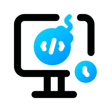Logic bomb icon. code, malware, hacker, virus, threat, network, breach detection, detection, dark web. Vector Icon Illustration