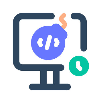 Logic bomb icon. code, malware, hacker, virus, threat, network, breach detection, detection, dark web. Vector Icon Illustration