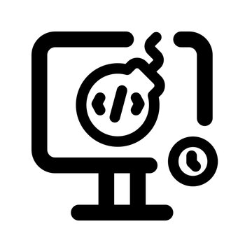 Logic bomb icon. code, malware, hacker, virus, threat, network, breach detection, detection, dark web. Vector Icon Illustration