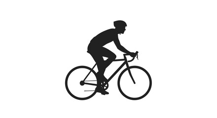 Fototapeta premium Silhouette of a cyclist in motion on a road bike, professional athlete, white background