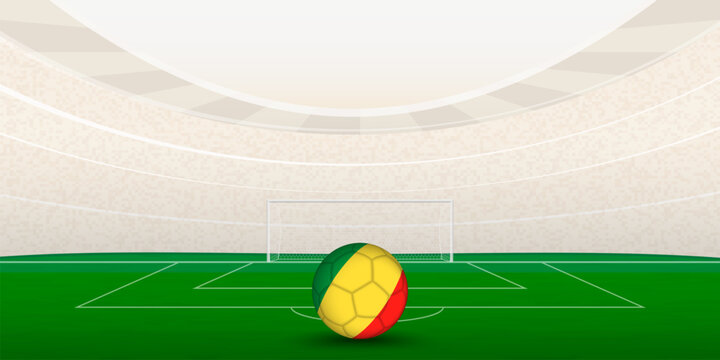 Congolese Football Stadium with National Flag Soccer Ball. 