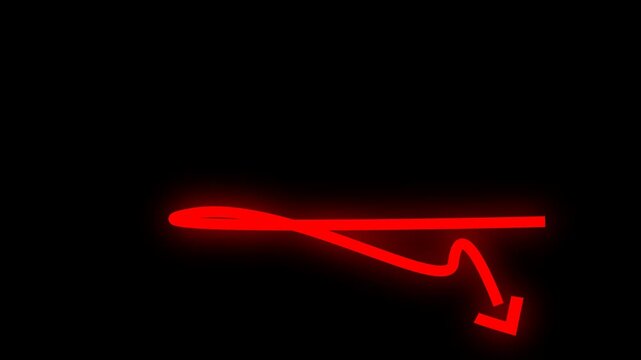 Red arrow animation in 4K with transparent background, animated directional arrow for video overlays, presentations, and UI elements