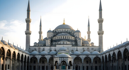 Fototapeta premium The Blue Mosque stands majestically in Istanbul with minarets and domes.
