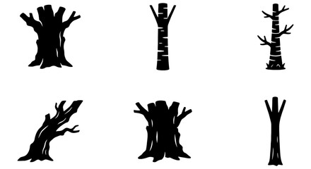 Diverse Tree Silhouettes Collection, Stylized Forest Icons, Organic Woodland Vector Graphics, Nature Elements Set © Ahsan