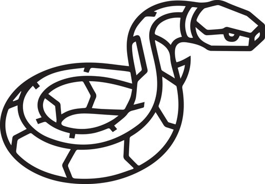 Minimalist Vector Grass Snake Full-Body Icon &ndash; Perfect for Nature Education, Wildlife Guides, Herpetology Studies, Eco-Branding, Zoology Apps, Reptile Conservation, Biology Teaching, Snake