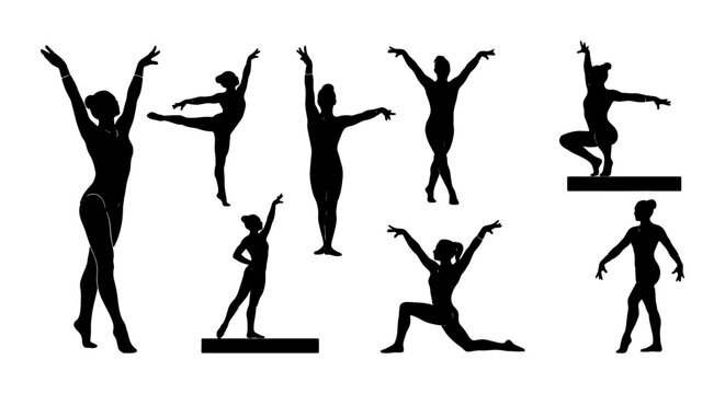 Ballet Dancer Silhouettes Collection, Elegant Poses Vector Art, Graceful Female Figures for Performance and Fitness Graphics