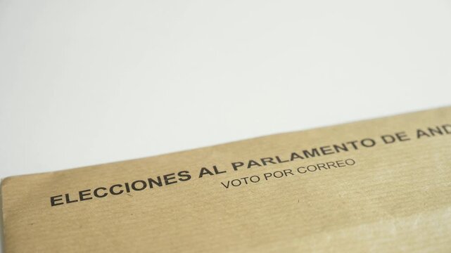 Brown envelope for mail in voting in the regional elections of Andalusia, Spain