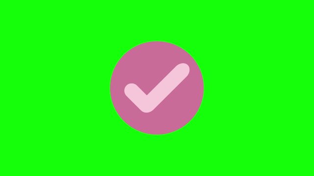 Animated check mark icons in various colors on a green screen background for easy compositing