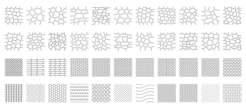 Architectural CAD Hatch Pattern Collection  Landscape Grass Water Stone Pavement Texture Vector Set