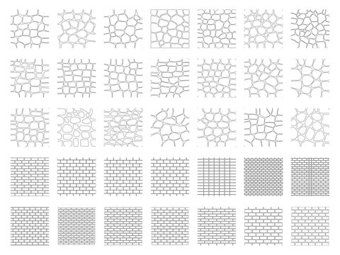Architectural CAD Hatch Pattern Collection Landscape Grass, Water, Stone, Pavement, Texture, Vector Set