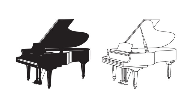 Two Grand Pianos Side By Side In Minimalist Style For Music Education Concepts