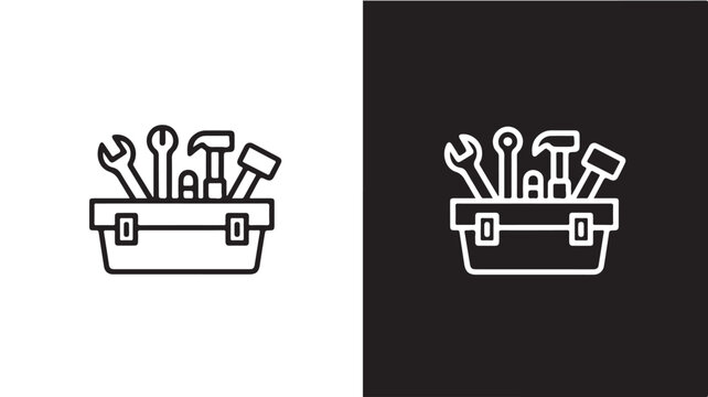 Minimalist Line Art Tool Box With Various Tools For Repair And Maintenance Concepts