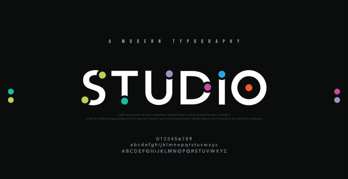 Studio, Minimal font creative modern alphabet. Typography with dot regular and number. minimalist style fonts set. vector illustration