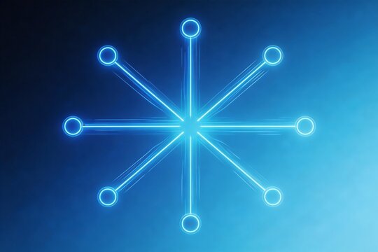 Blue neon starlike pattern on gradient background