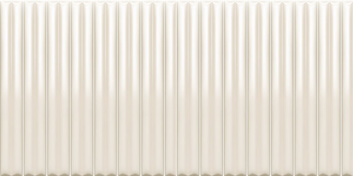 White vertical ceramic wall panel texture with realistic 3d fluted pattern