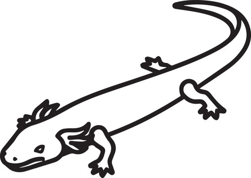 Minimalist Isometric Vector Icon Depicting Olm Amphibian Full Body Pose &ndash; Perfect for Scientific Illustrations, Zoology Studies, Conservation Awareness, Biology Education, Nature