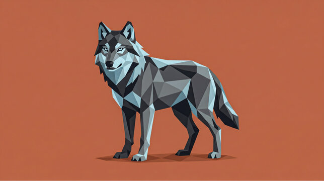 Low Poly Gray Wolf Illustration Geometric Wild Timber Wolf Standing