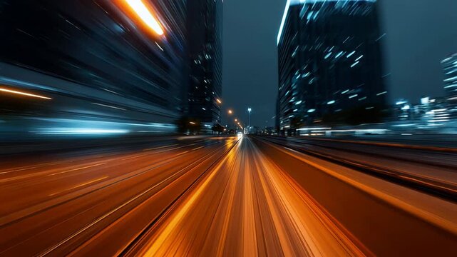 High speed motion blur abstract background, dynamic streaking light trails, dark dramatic atmosphere, wide format digital backdrop
