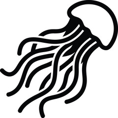 Black jellyfish simple on white background, marine © GT Designs