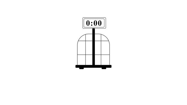 Digital timer scale with zero reading on white background minimalist graphic representation of measurement and timekeeping