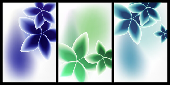 Abstract glowing floral background collection soft gradient botanical design set
