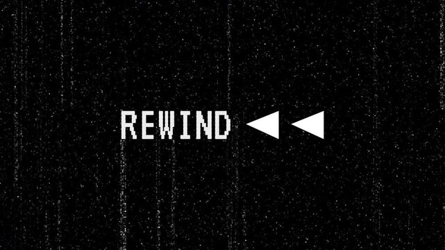 Vertical grainy scratch rewind text with alpha channel. 4K video animation