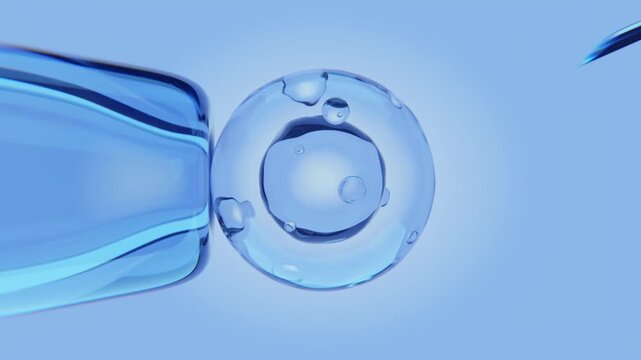 Artificial Fertilization of Human Egg Cell in Laboratory, IVF Procedure Close Up 3D Animation